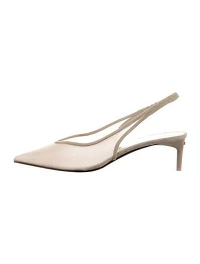 Pre-owned Max Mara Mesh Slingback Pumps In Neutrals