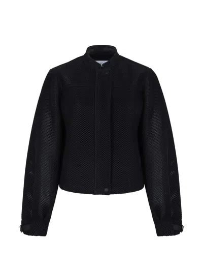 Max Mara Mesh-knit Bomber Jacket In Black
