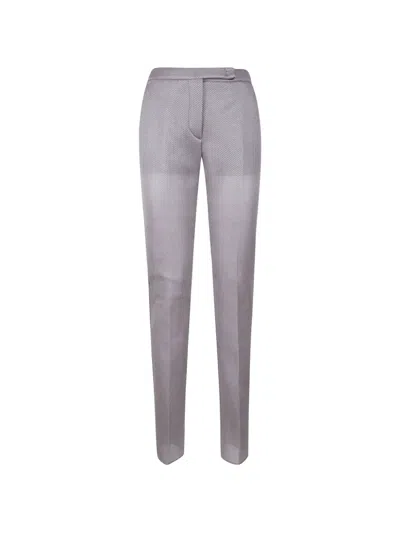 Max Mara Mesh-textured Slim-fit Trousers In Gray