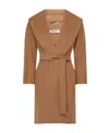 Max Mara Wool Cashmere Silk Wrap Coat In Brown
