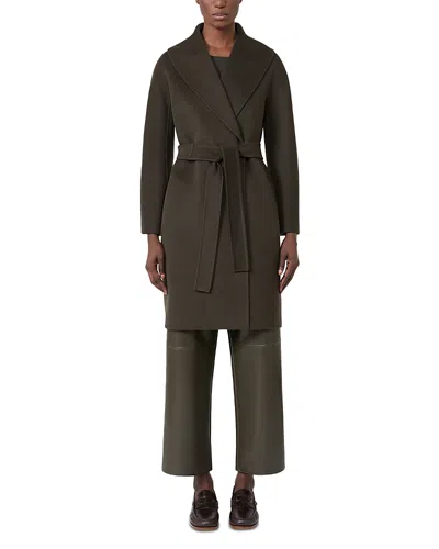 Max Mara Messi Kaki Wrap Coat In Black