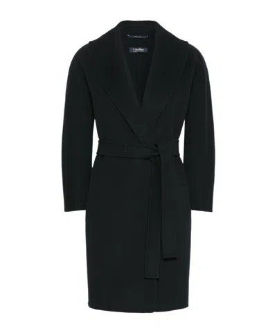 Max Mara Messi Long-sleeve Coat In Black