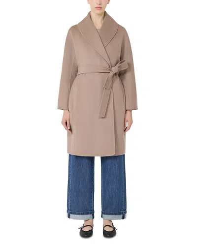 Max Mara Messi Wool Coat In Brown