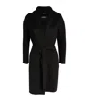 Max Mara Short Navy Virgin Wool Coat With Classic Lapel In Black