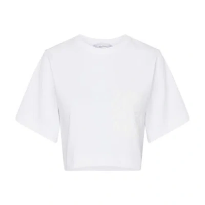 Max Mara Messico Cropped T-shirt In Bianco