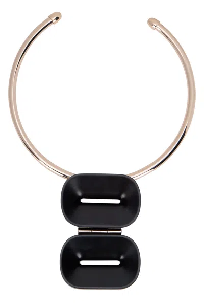 Max Mara Metal And Ebony Choker Necklace In Black