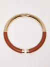Max Mara Metal And Leather Tubular Necklace In Tobacco
