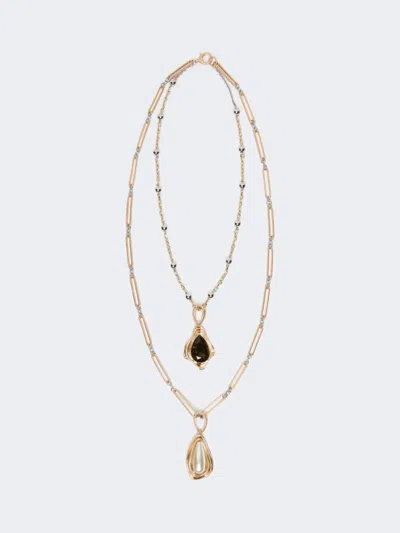Max Mara Metal And Resin Necklace In Gold