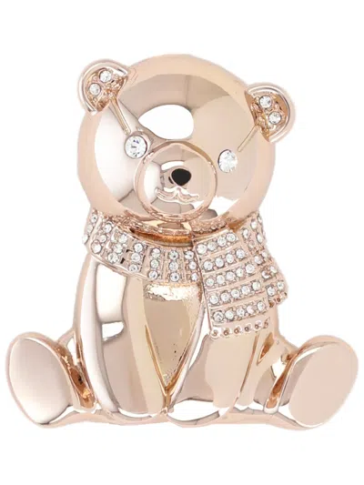 Max Mara Metal And Rhinestone Brooch In Gold