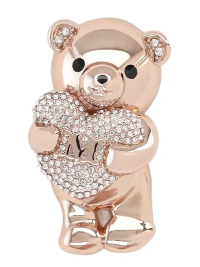 Max Mara Metal And Rhinestone Brooch In Gold