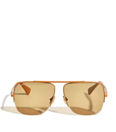 Max Mara Metal Aviator Sunglasses In Beige