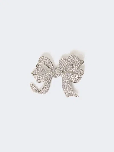 Max Mara Metal Brooch With Rhinestones In Metallic