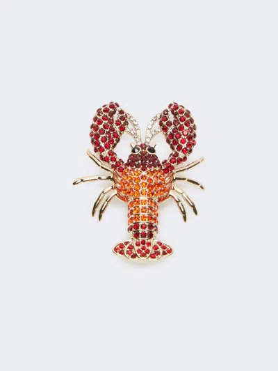 Max Mara Metal Brooch With Rhinestones In Multi