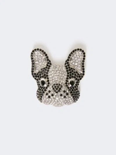 Max Mara Metal Brooch With Rhinestones In Multi
