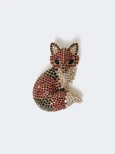Max Mara Metal Brooch With Rhinestones In Multi