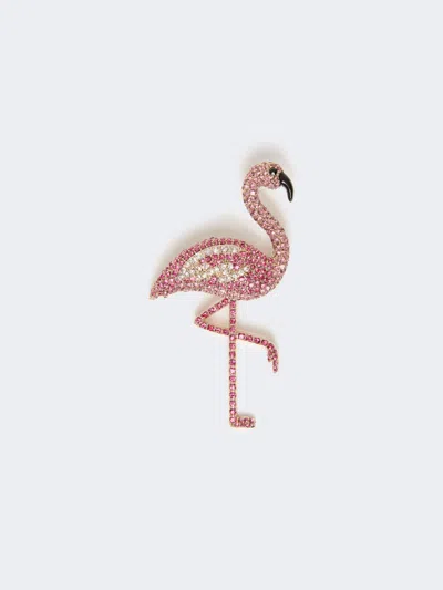 Max Mara Metal Brooch With Rhinestones In Pink