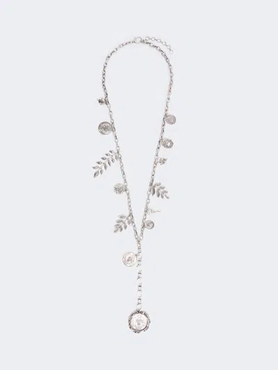 Max Mara Metal Chain Necklace With Charms In Metallic