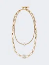 Max Mara Metal Double-strand Necklace In Gold
