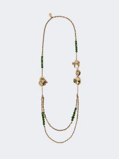 Max Mara Metal Double-strand Necklace In Gold