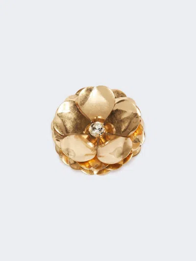 Max Mara Metal Flower Brooch In Brown