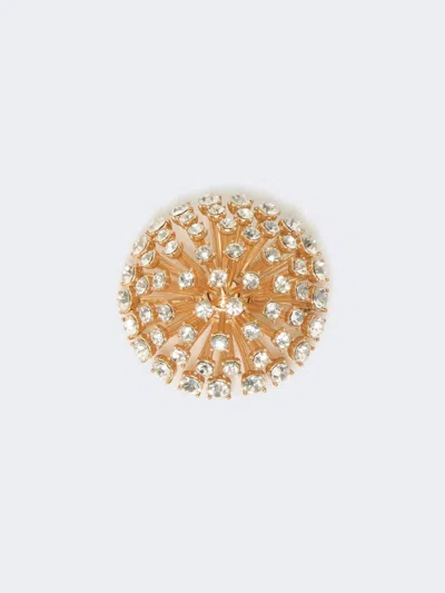 Max Mara Metal Flower Brooch In Gold