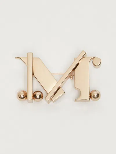 Max Mara Womens Gold Monogram Metal Brooch