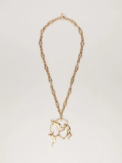 Max Mara Metal Necklace With Pendant In Gold
