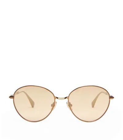Max Mara Metal Oval Sunglasses In Beige