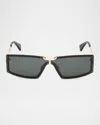 Max Mara Metal Rectangle Sunglasses In Srgldgrn