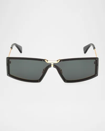 Max Mara Metal Rectangle Sunglasses In Srgldgrn