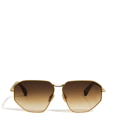 Max Mara Metal Sunglasses In Brown