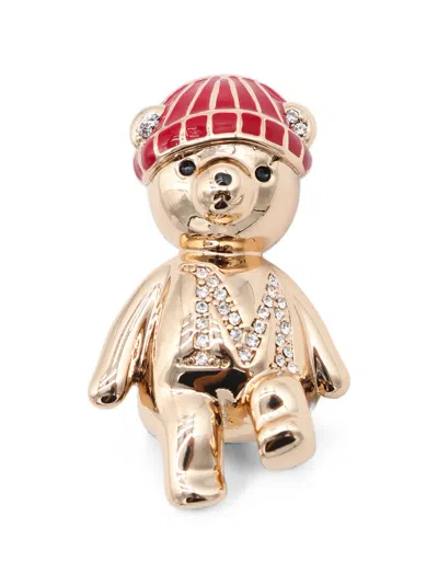 Max Mara Metal Teddy Bear Brooch In 골드 톤