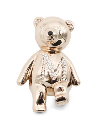 Max Mara Metal Teddy Bear Brooch In 골드 톤