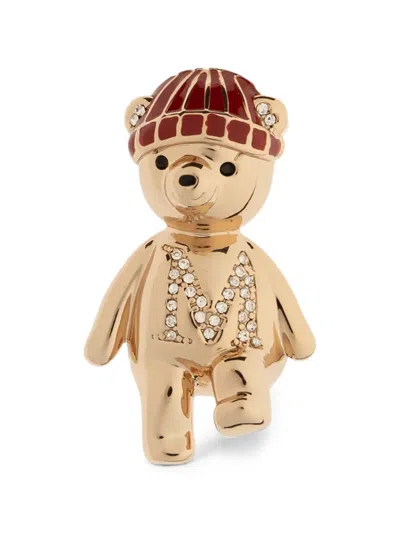 Max Mara Metal Teddy Bear Brooch In White