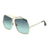 Max Mara Turquoise Metal Sunglasses In Gold