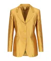 Max Mara Silk-blend Metallic Blazer In Yellow