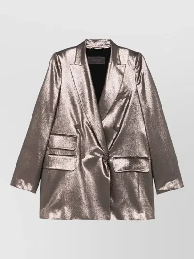 Max Mara Metallic Finish Jacket Notched Lapels In Brown