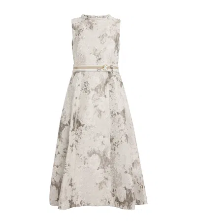 Max Mara Metallic Jacquard Midi Dress In Gray