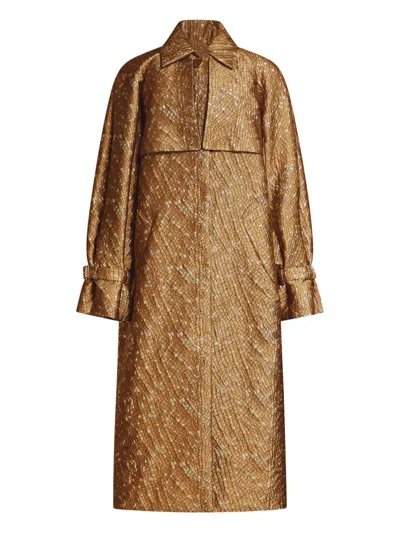 Max Mara Metallic Jacquard Trench Coat