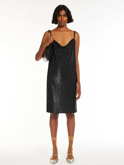 Max Mara Metallic Knit Dress In Black