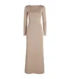 Max Mara Metallic-knit Maxi Dress In Brown