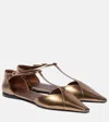 Max Mara Metallic Pointed-toe Ballet Flats In Metallic