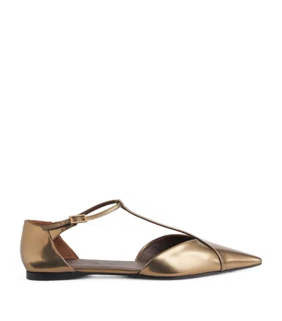 Max Mara Metallic Leather Sandals In Brown