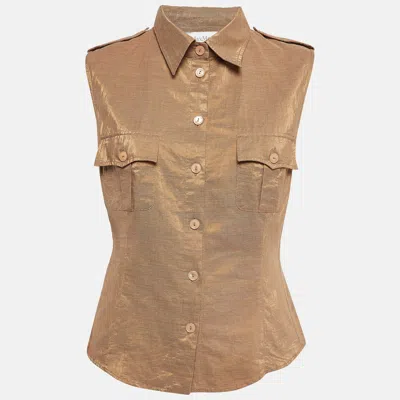Pre-owned Max Mara Metallic Linen Blend Sleeveless Shirt L
