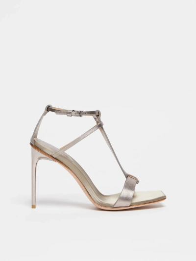 Max Mara Metallic Nappa Leather Sandals In Black