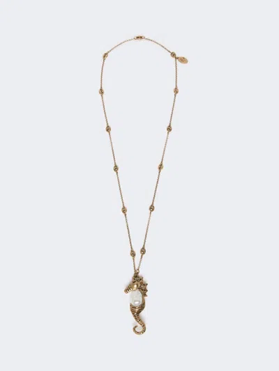Max Mara Metallic Necklace With Pin Pendant In Gold