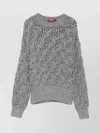 Max Mara Metallic Open-knit Crewneck Sweater In Gray