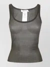 Max Mara Metallic Ribbed Scoop Neck Tank Top In Gray