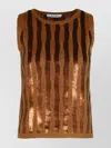 Max Mara Golia Linen Knitted Tank Top With Embroidered Sequin