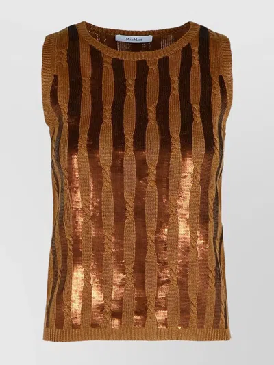 MAX MARA METALLIC RIBBED STRIPED SLEEVELESS TANK TOP